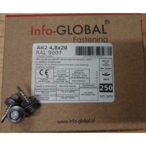 Stogo sraigtai 4,8×20 mm RAL 9007, 250 vnt.